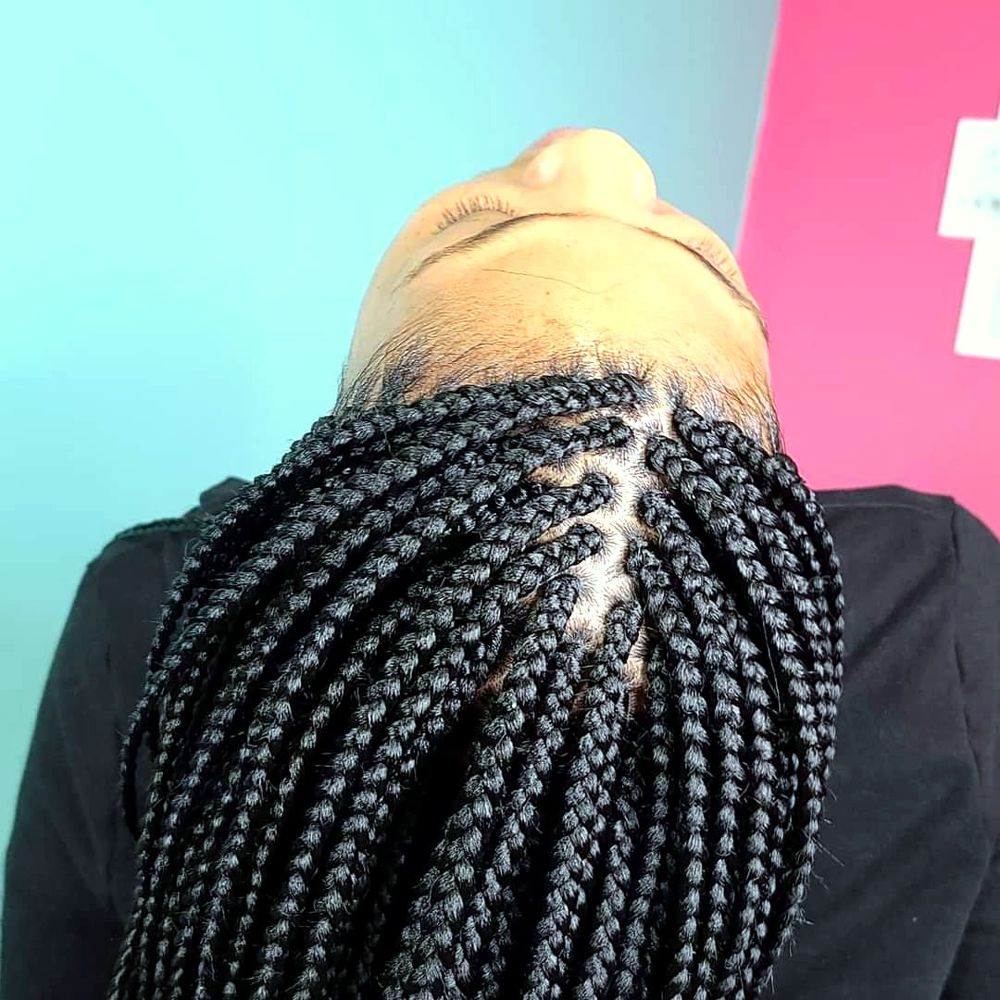 Box braids seen from the top