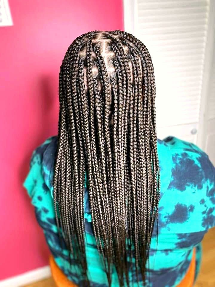Knotless braids, back view