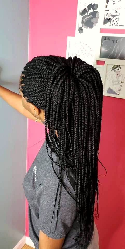 Long box braids at the studio