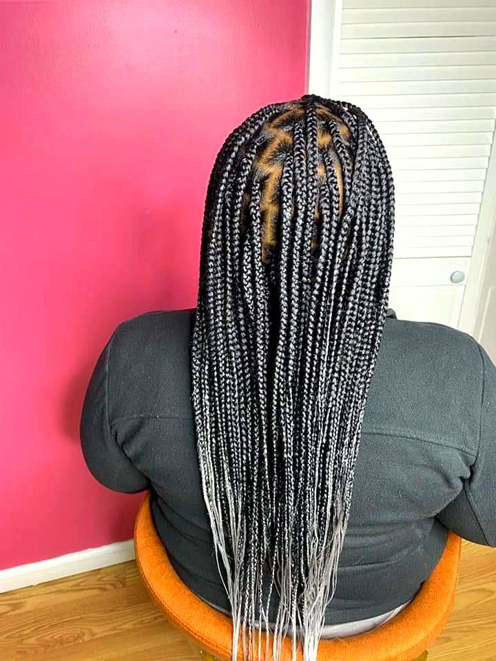 Long grey ombre braids