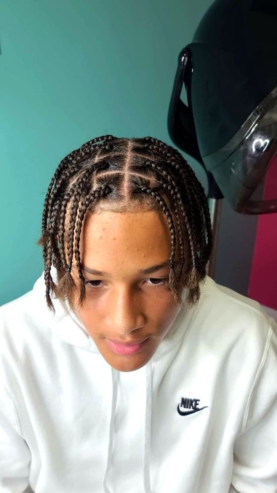 Box braids with a middle part